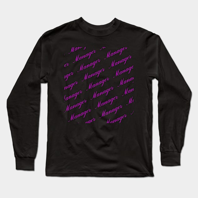 Manager Pink Repeating Pattern Long Sleeve T-Shirt by DesignIndex